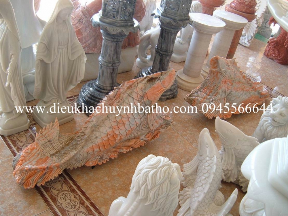 Tượng cá chép đá nguyên khối