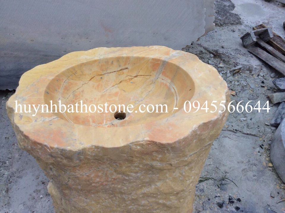 Chậu rửa mặt đá vàng nguyên khối